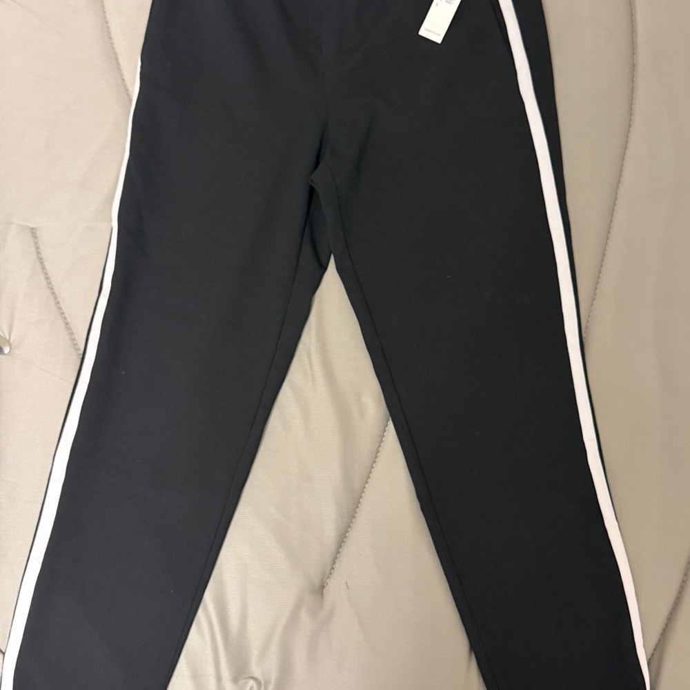Old Navy Black Leggings with White Side Stripes